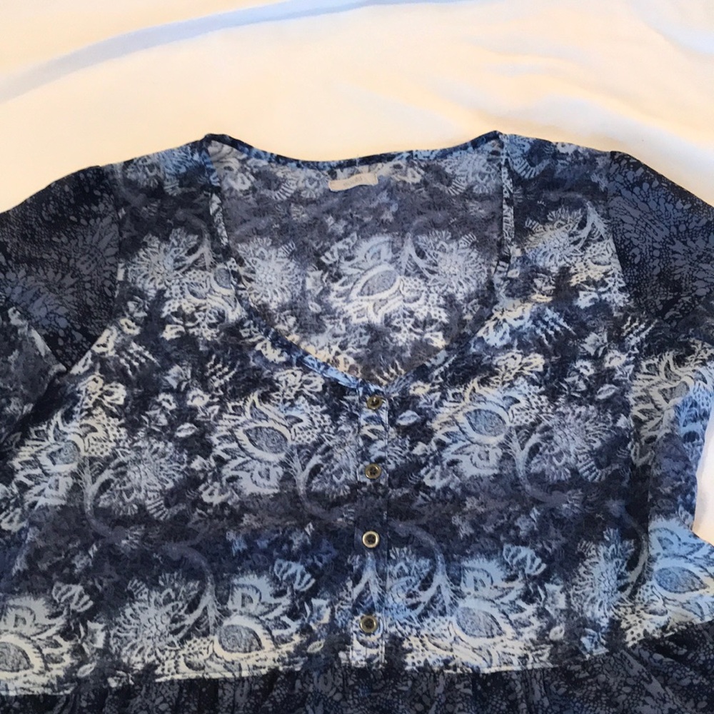 Blue and White Blouse